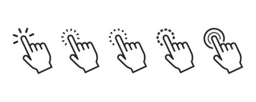 mão clique ícone definir. ponteiro placa e símbolo. mão cursor ícone vetor