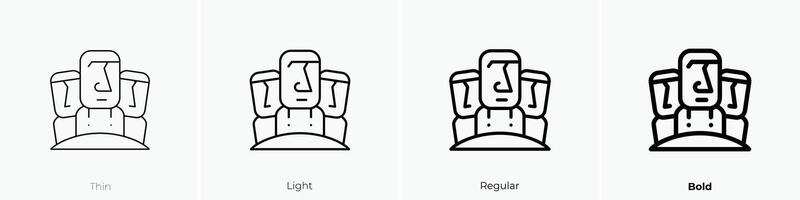 moai ícone. afinar, luz, regular e negrito estilo Projeto isolado em branco fundo vetor