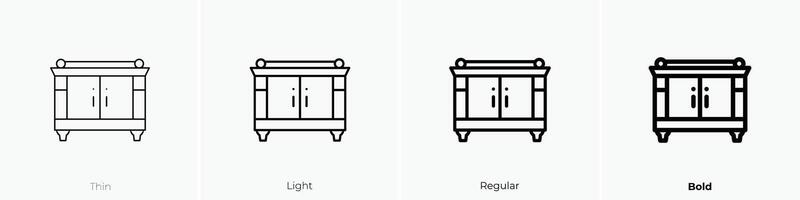 mesa de cabeceira ícone. afinar, luz, regular e negrito estilo Projeto isolado em branco fundo vetor
