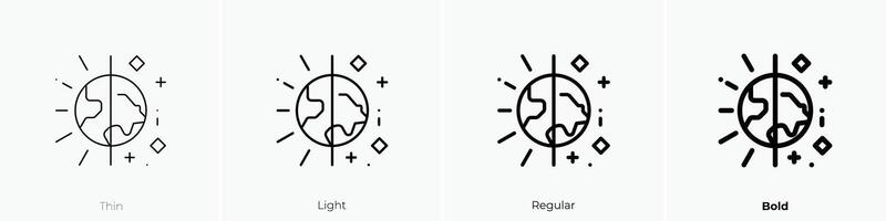 noite ícone. afinar, luz, regular e negrito estilo Projeto isolado em branco fundo vetor