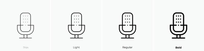 microfone ícone. afinar, luz, regular e negrito estilo Projeto isolado em branco fundo vetor