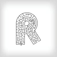 único linear carta r Labirinto quebra-cabeça. confuso jogos e educacional atividade definir. vetor