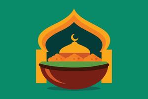 iftar Ramadhan cardápio Comida em tradicional tajine vetor ilustração