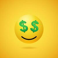 sorridente rico emoticon com dólar placa olhos vetor