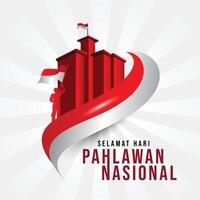 cumprimento cartão do feliz Heróis dia hari Pahlawan Indonésia vetor