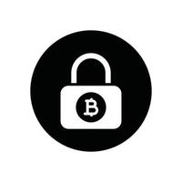 ícone de glifo de bitcoin de bloqueio vetor