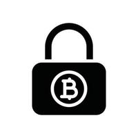 ícone de glifo de bitcoin de bloqueio vetor