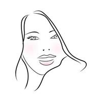 linha arte silhueta logotipo do salão de beleza de uma linda garota minimalista vetor