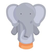 cinzento elefante mão fantoche ícone desenho animado vetor. brinquedo jogar vetor