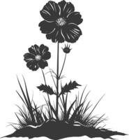 ai gerado silhueta calêndula flor dentro a terra Preto cor só vetor