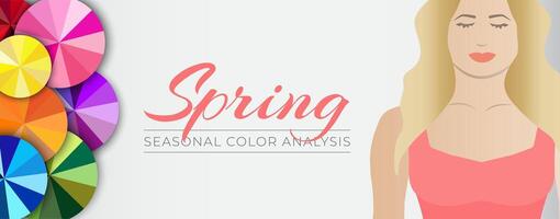sazonal cor análise Primavera bandeira ilustração com cor rodas vetor