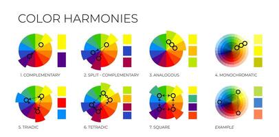 cor harmonias com cor rodas e amostras vetor