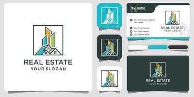 abstrato cidade construção logotipo Projeto conceito com o negócio cartão. lar, residencial, apartamento e cidade panorama ícone símbolo. vetor