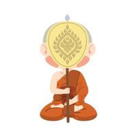 monge tailandês talipot ventilador dentro mão vetor