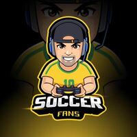 jogador futebol fãs mascote esport jogos vetor logotipo ilustração