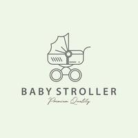 carrinho de criança bebê vetor linha arte minimalista ilustração Projeto ícone