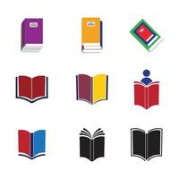 aplicativo de ícones de modelos de logotipo e símbolos de leitura de livro vetor
