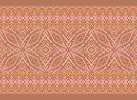 Cruz ponto. pixel padronizar. étnico padrões. abstrato arte. Projeto para tapete, papel de parede, roupas, têxtil, travesseiro, cortina, lençol, mesa corredores. mehndi. rushnyk. terra tom. vintage. vetor. vetor