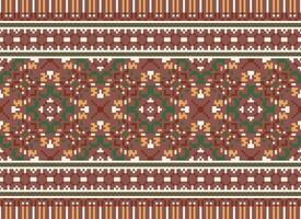 Cruz ponto. pixel padronizar. étnico padrões. abstrato arte. Projeto para tapete, papel de parede, roupas, têxtil, travesseiro, cortina, lençol, mesa corredores. mehndi. rushnyk. terra tom. vintage. vetor. vetor