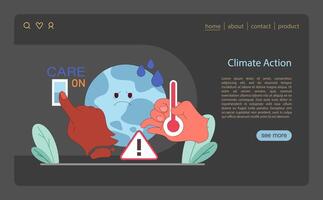 urgente clima açao corporificada. mãos ajustar a global termostato. vetor