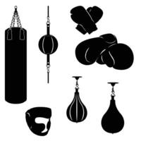 kickboxing equipamento silhuetas vetor