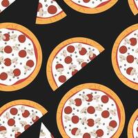 delicous paparoni pizza desatado padrão, Boa para Comida invólucro ou papel de parede vetor