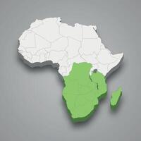 sulista africano desenvolvimento comunidade localização dentro África 3d isométrico mapa vetor