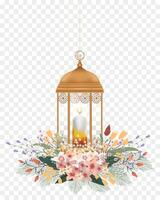islâmico lanterna com vela isolado, ouro vintage luminoso lanterna árabe brilhando lâmpadas.vetor 3d luminária com flor, elemento Projeto para Ramadã kareem, eid Mubarak, Eid al fitr,eid adha vetor