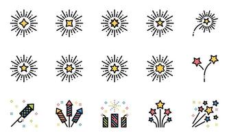 ilustração vetorial de ícones de cor de linha de fogos de artifício, celebração, brilho, festa, ano novo vetor