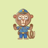 fofa macaco polícia Policial uniforme desenho animado animal personagem mascote ícone plano estilo ilustração conceito vetor