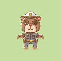 fofa Urso polícia Policial uniforme desenho animado animal personagem mascote ícone plano estilo ilustração conceito vetor