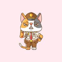 fofa gato polícia Policial uniforme desenho animado animal personagem mascote ícone plano estilo ilustração conceito vetor