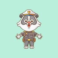 fofa panda polícia Policial uniforme desenho animado animal personagem mascote ícone plano estilo ilustração conceito vetor