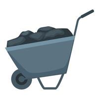cheio carrinho de mão do carvão ícone desenho animado vetor. carvão mineração vetor