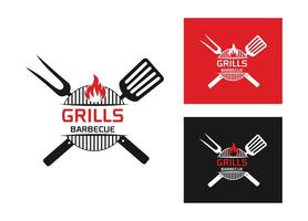 logotipo Projeto modelo para churrasco, churrasco ,grade restaurante ícone isolado vetor ilustração