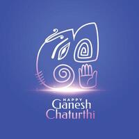 feliz ganesh chaturthi hindu tradicional azul fundo vetor