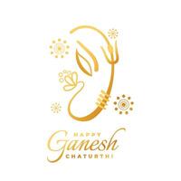 feliz ganesh chaturthi celebração bandeira com dourado ganesha Projeto vetor