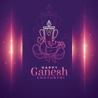 brilhante ganesh chaturthi feriado celebração bandeira dentro roxa cor vetor