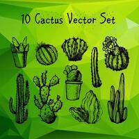 conjunto de cactos isolados desenhados à mão vetor