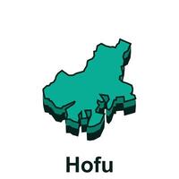 hofu cidade mapa vetor, fronteira nome e país do Japão prefeitura ilustração modelo vetor