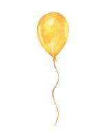 amarelo inflável vôo balão em uma corda.aquarela e marcador ilustração. mão desenhado isolado esboço.clip arte do aniversário balão para festa convite para feriado decoração vetor