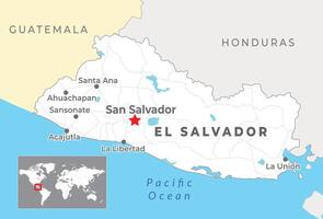 el salvador político mapa com capital san salvador, a maioria importante cidades e nacional fronteiras vetor