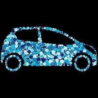 abstrato azul ponto mosaico carro ilustração em Preto fundo tons bolhas vetor