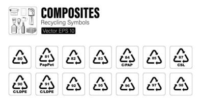 compostos reciclando identificação símbolos vetor