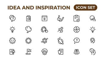 idéia e inspiração esboço ícones coleção.outline ícone. vetor