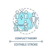 conflito teoria suave azul conceito ícone. social estratificação. lutando para poder e influência. estrutural desigualdade. volta forma linha ilustração. abstrato ideia. gráfico Projeto. fácil para usar vetor