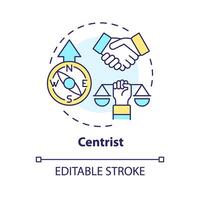 centrista ideologia multi cor conceito ícone. bipartidário, pragmático dogma. neutro político estrutura. reforma cooperação. volta forma linha ilustração. abstrato ideia. gráfico Projeto. fácil para usar vetor