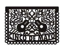 mexicano papel decorações - papel picado. laser cortar modelo. vetor