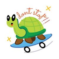 na moda patinação tartaruga vetor
