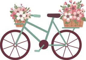 bicicleta com sakura flores vetor